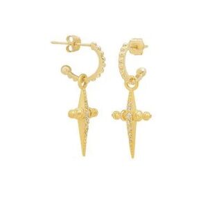 NWT LUV AJ PAVE MINI CROSS HOOPS- GOLD